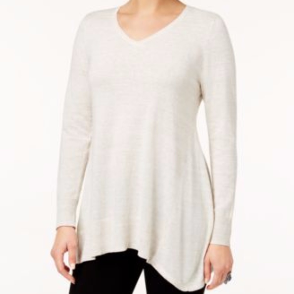 Style Co Spacedyed Tunic Sweater Hammock Heather M
